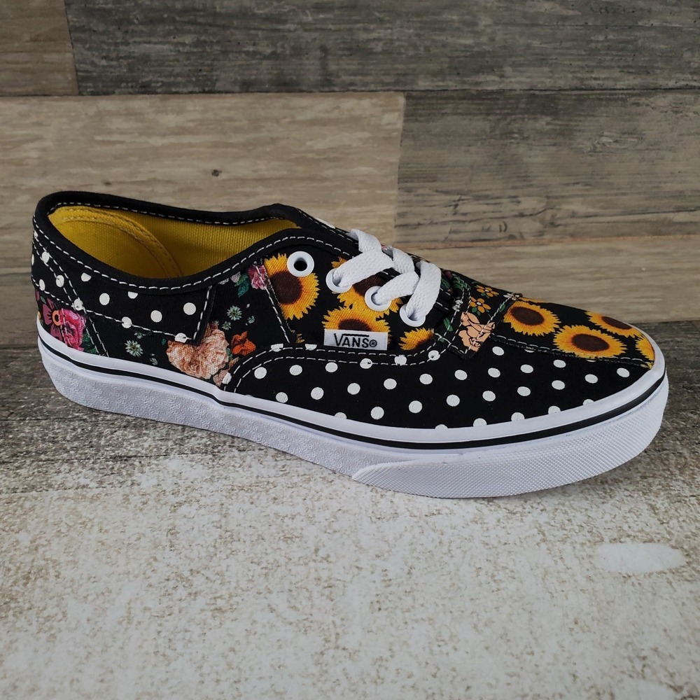 Vans Authentic Kids Shoes Sz 3 Athletic Sunflower Black Yellow‎ Lace Up Sneakers